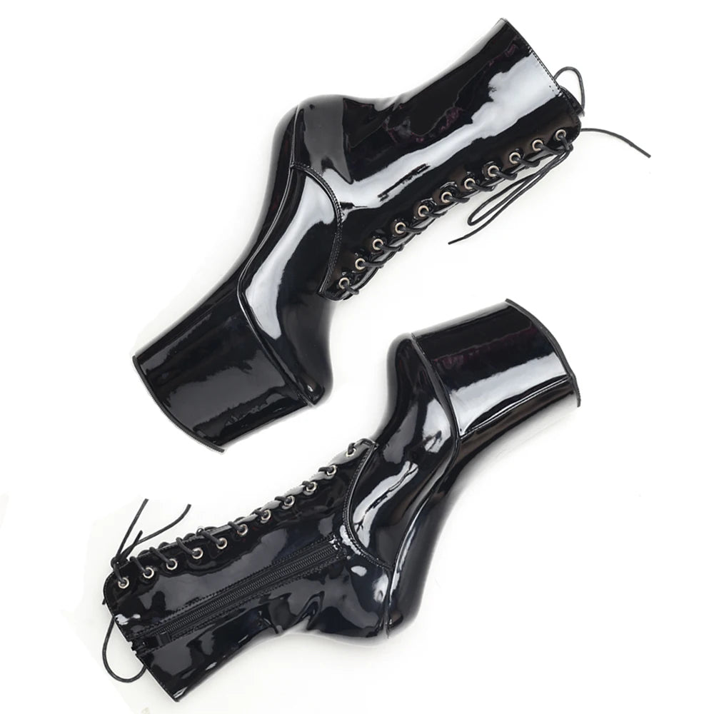 Exotic Pole Dance Platform Ankle Boots Extreme Fetish 8 Inch High Heelless Boots