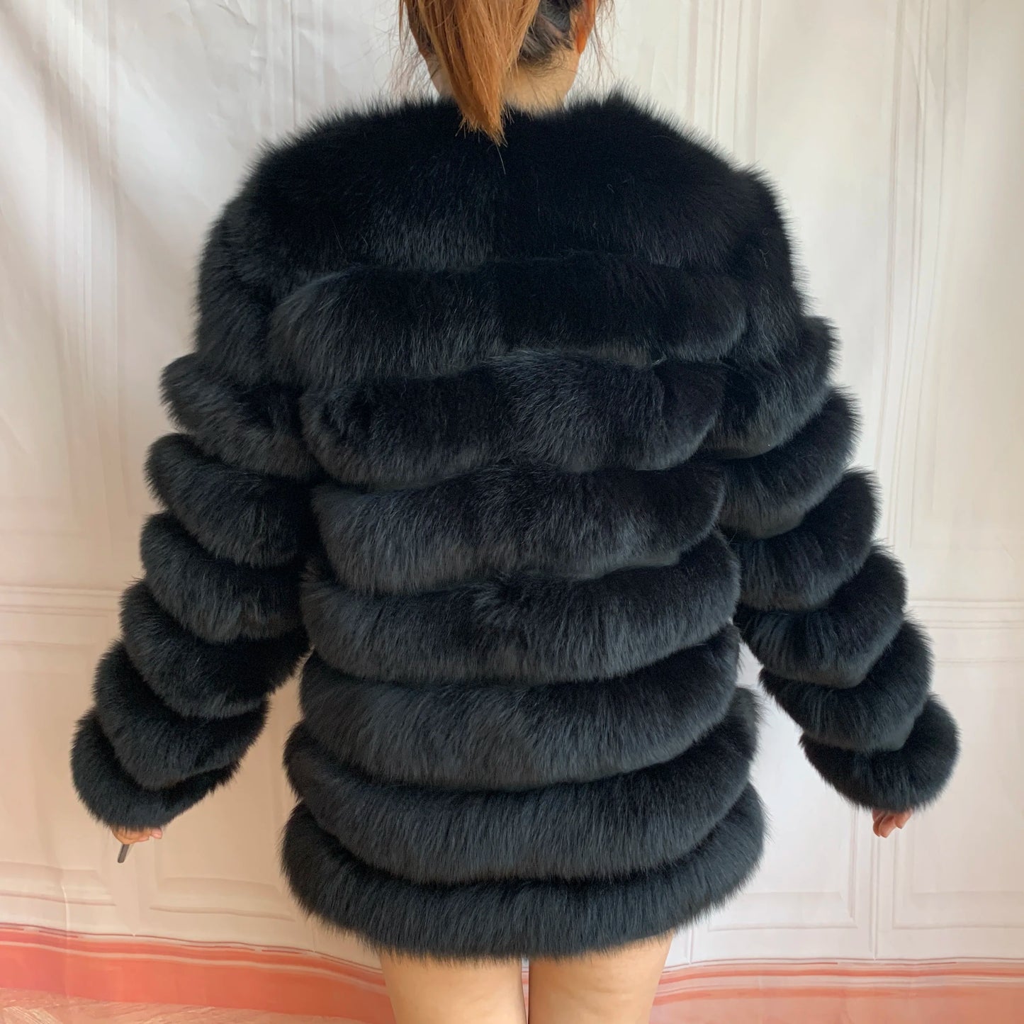 NEW Style Length Sleeves 4in1 Real Fur Coats Women Natural Real Fur Jackets Vest Winter Outerwear Women Fox Fur Coat Quality Fur