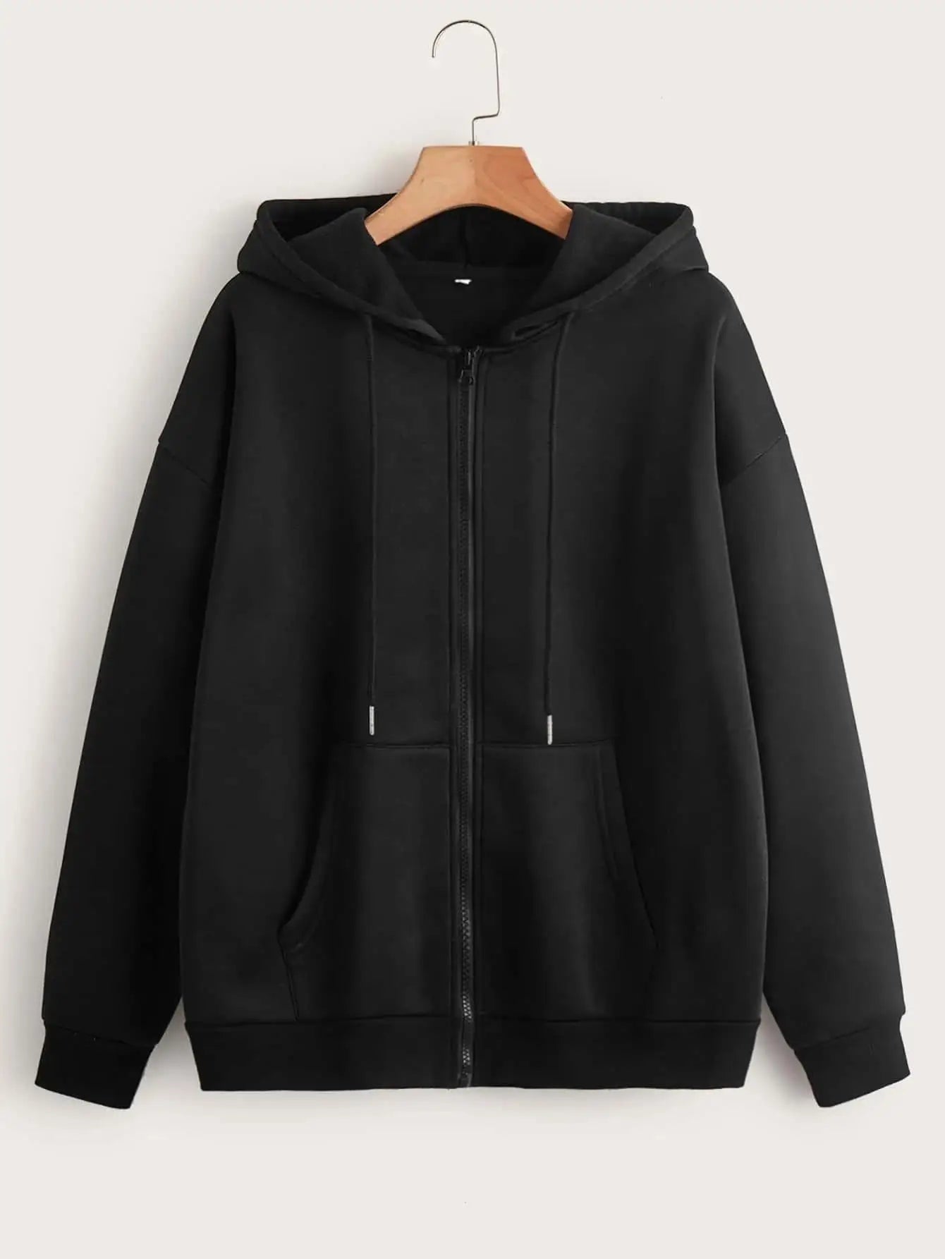 Womens Solid Color Zipper Hoodies Autumn Casual Sportswear Trendy Comfortable Long Sleeved All-Match Pocket Ziop-UP Hoody