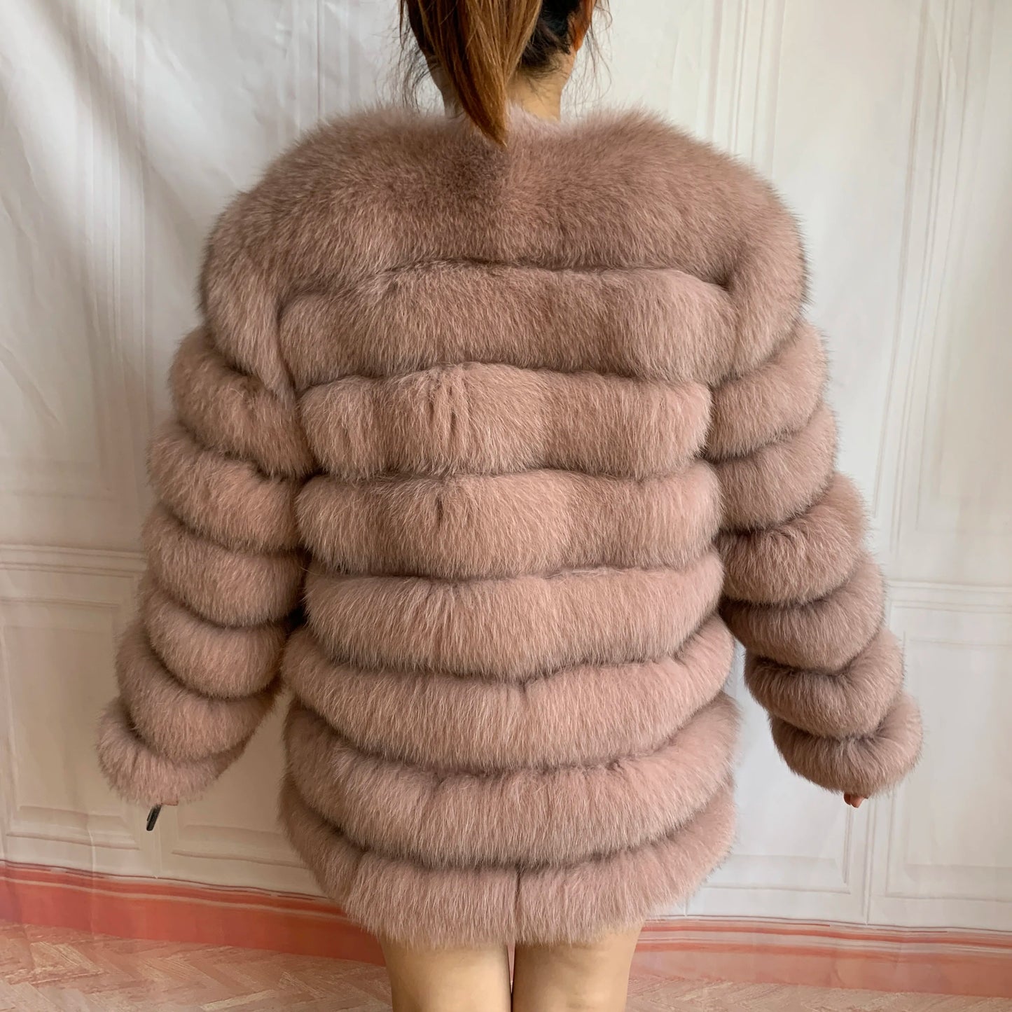 NEW Style Length Sleeves 4in1 Real Fur Coats Women Natural Real Fur Jackets Vest Winter Outerwear Women Fox Fur Coat Quality Fur