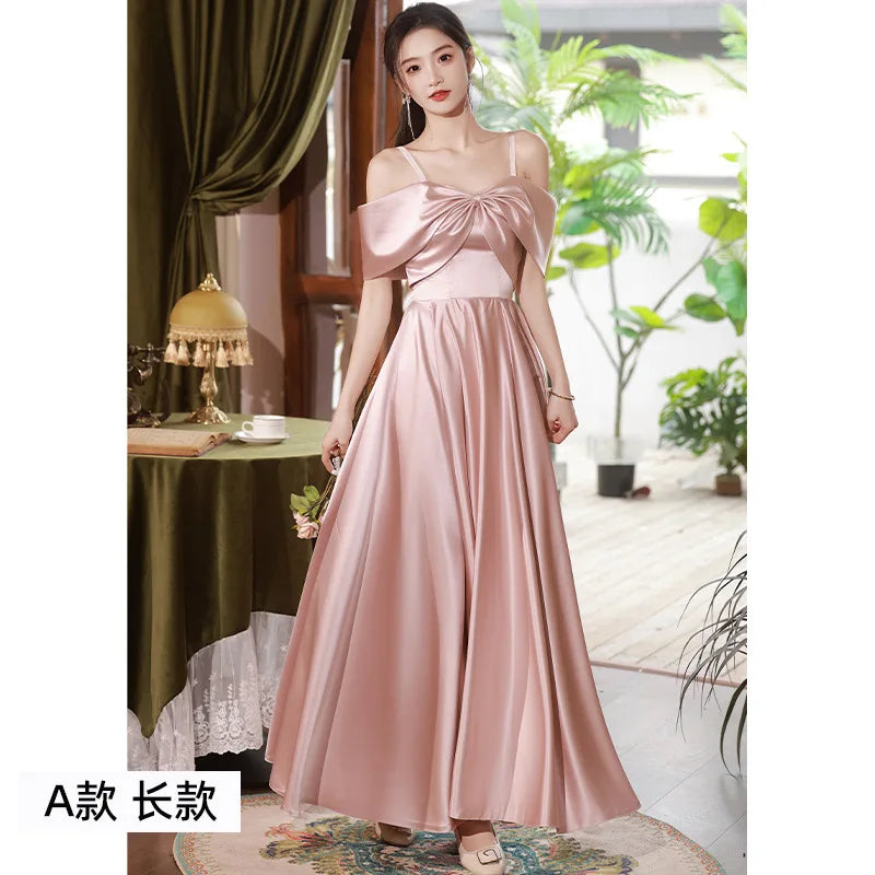 Bridesmaid Dresses Pink 2026 New Spring Wedding Satin High Sense Can Wear Sisters Evening Gown Dress Customized for Women
