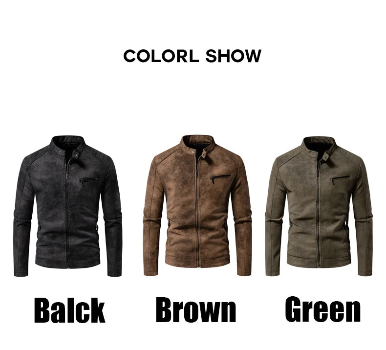 Men's PU Leather Jacket Faux Fur Leather Jacket Thickened Plush Autumn Winter Warm Leather Jacket High-End Business Leather Coat