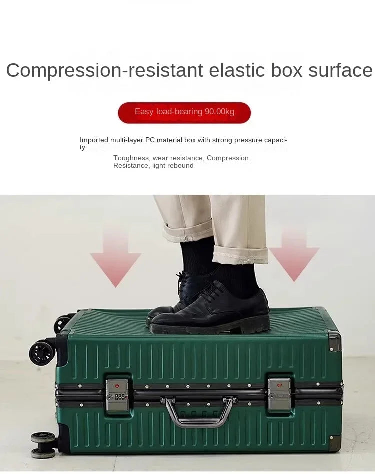 Aluminium Frame Suitcase Large-capacity Trolley Case Strong and Durable Password Cabin Bag Thickened PC suitcase 20/22/24/26/28