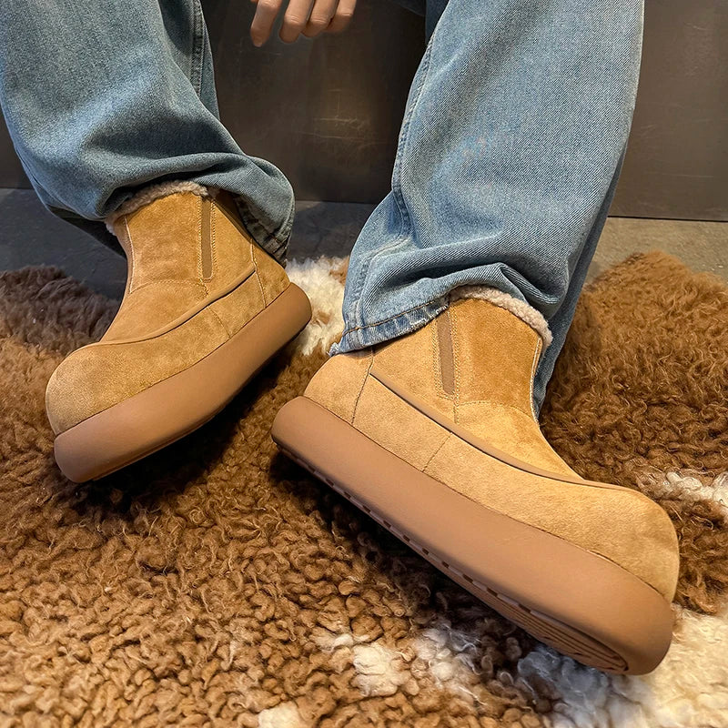 European  American High-end New Frosted Big Toe Thick Soled Snow Boots Youth Warm Plush Boots Retro Casual Lazy Boots