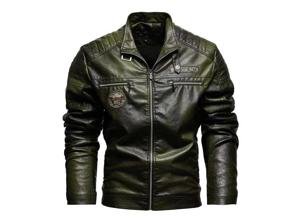 Autumn Winter Men's PU Leather Jackets Fashion Men Retro Zipper Biker Leather Coats Men Fleece Lined Warm Windbreaker Jacket 7XL