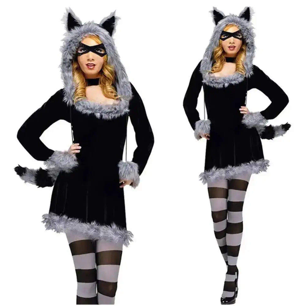 Halloween Cosplay Deluxe Plush Monster Animal Costume Adult Fox Cat Girl Cosplay Costume Halloween Costumes Women Fancy Party