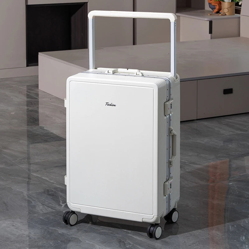 Wide Tie Rod Luggage Aluminum Frame with Durable PC Trolley Case 30 inch Multifunctional Suitcase with Large Capacity
