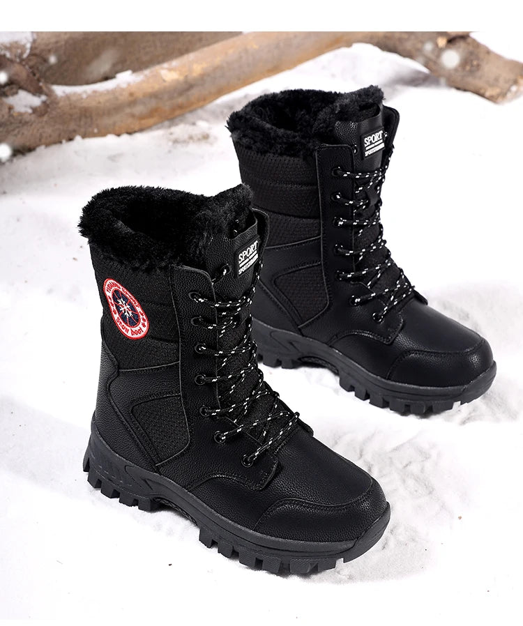 2025 new winter warm plush lined snow boots women's outdoor waterproof and non-slip plush cotton boots comfortable platform shoe