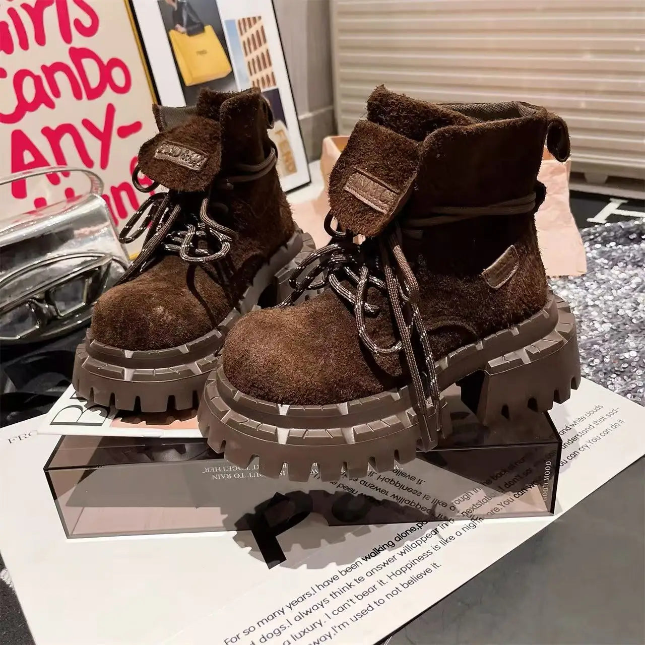 Ankle Boots for Women Designer Flats Platform Shoes Fashion Winter Dress Woman Boots 2025 New Suede Cozy Chelsea Botas De Mujer