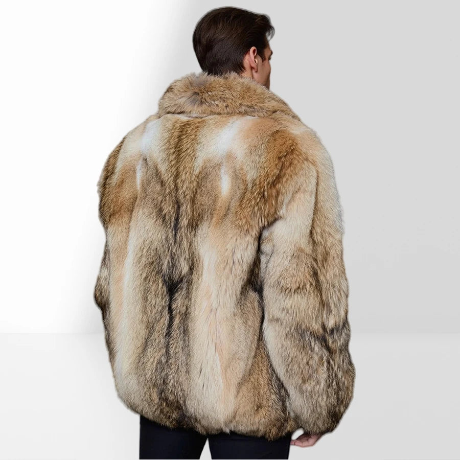 Real Coyote Fur Zippered Jacket Genuine Coyote Fur Jacket With Turndown Collar Bolero Jacket Fashion Natural Fur Jacket Men