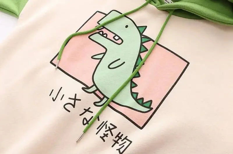 Y2K Style Women Dinosaur Hoodies Cute Horns Hooded Sweatshirts Autumn Winter Hawaii Pullovers Halloween Teenager Matching Wear