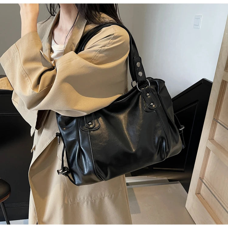 Large Capacity PU Shoulder Bag Rivet Buckle Thread Solid Casual Tote Crossbody Bag 2025 Hot Sale Bags for Women Bolsas Femininas