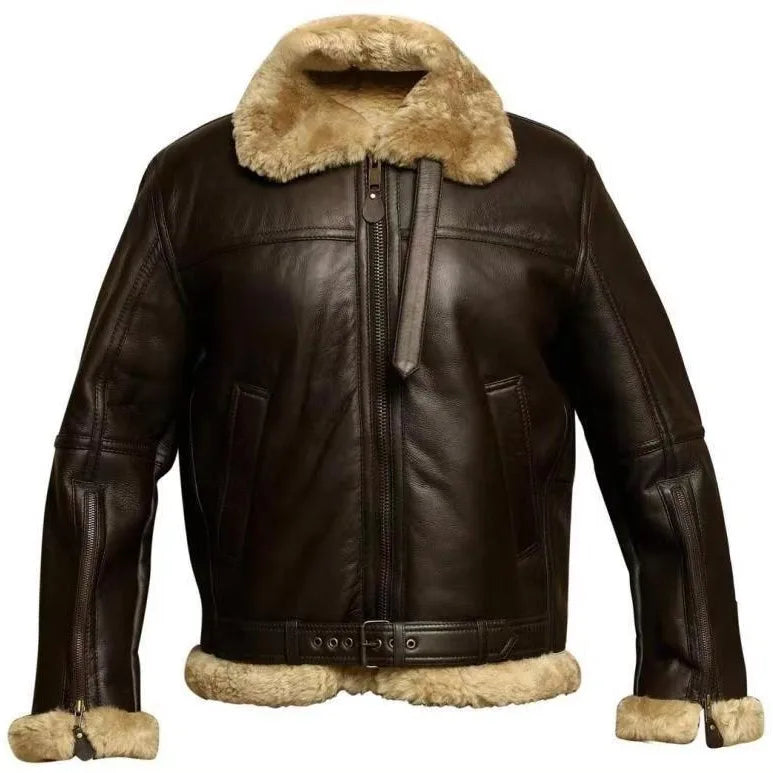 Fur Collar High Quality Men's Leather Jacket Men's Windproof Winter Brand Jacket Travel Thickened Fur Integrated Men's Jacket