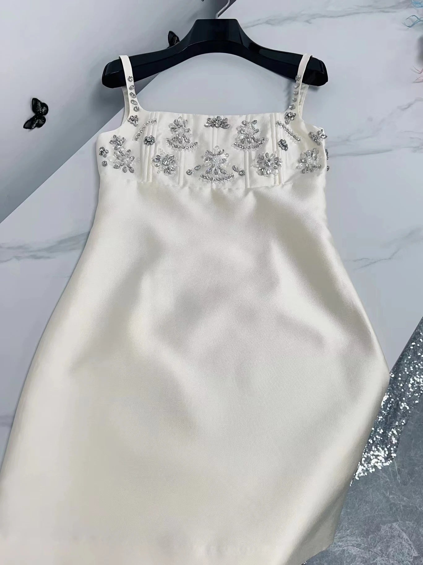 Summer New Sexy Sparkling Diamond High-Defn Beaded Acetate Strapl Gown for Women Par Ball Gown Dr