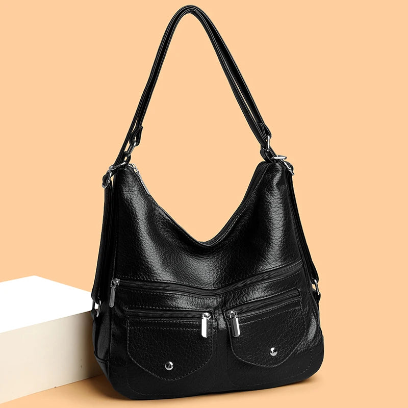 High Quality Large Capacity 3 In 1Women Backpack Luxury Soft Leather Shoulder Crossbody Bag For Women Fashion Ladies Handbag Sac