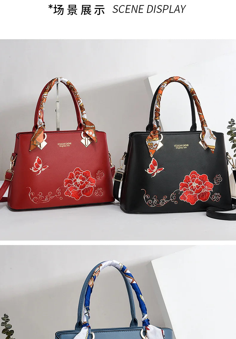 2024 New Women's Embroidered Handbag Versatile Fashion Trend Women's Crossbody Bag Exquisite Large Capacity Female Shoulder Bag