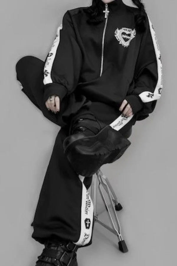 [Olmee] In Stock Jirai Kei Ryousangata Gothic Jacket Coat Outerwear Cosplay Costume Oversized Zipper Bat Cross Halloween Xmas