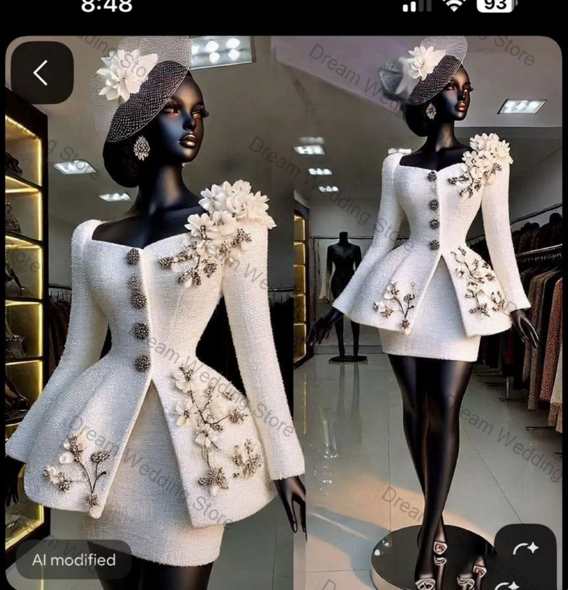 White Women Suit Set 2 Pcs Blazer+Short Mini Prom Dress 3D Flower Fall Formal Office Lady Jacket Customized Wedding Guest Coat