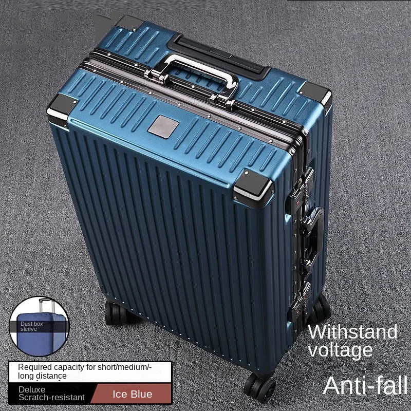 Aluminium Frame Suitcase Large-capacity Trolley Case Strong and Durable Password Cabin Bag Thickened PC suitcase 20/22/24/26/28