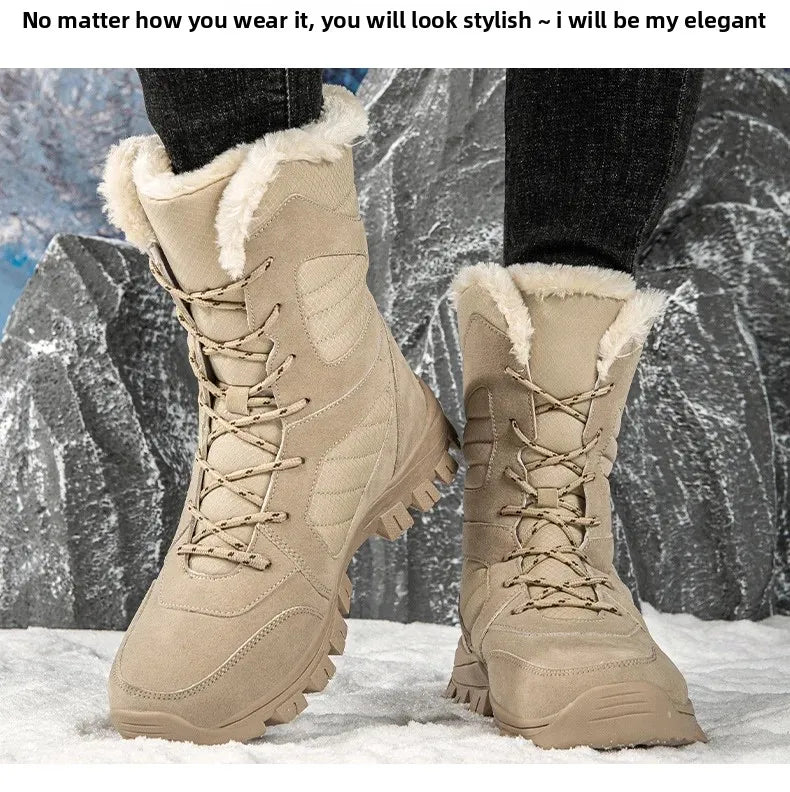 Thickened Winter Snow Boots Men's High Top Cotton Outdoor Sports Boots Couples Snow Shoes Anti-wear Comfortable Warm Zapatillas