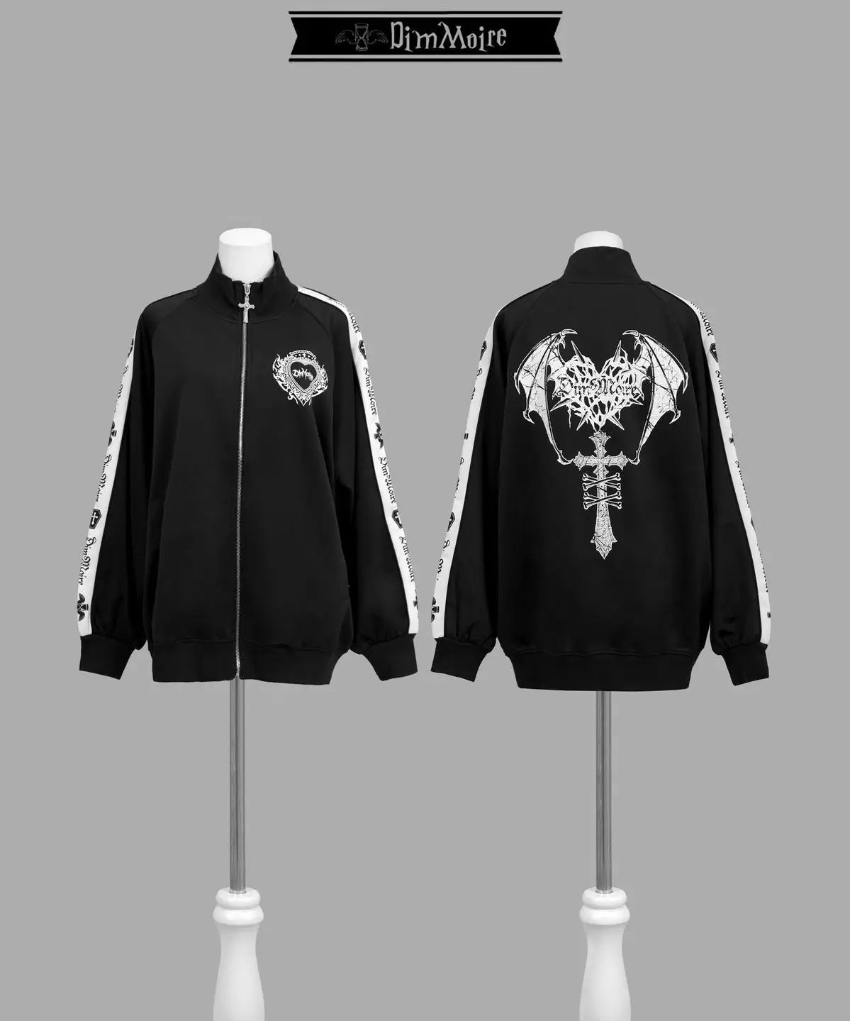 [Olmee] In Stock Jirai Kei Ryousangata Gothic Jacket Coat Outerwear Cosplay Costume Oversized Zipper Bat Cross Halloween Xmas
