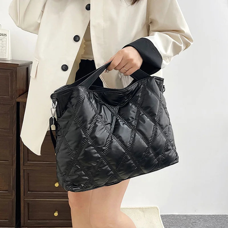 Simple Versatile Diamond Large Capacity Retro Handbag Women's Casual Soft Handle Crossbody Shoulder Bags