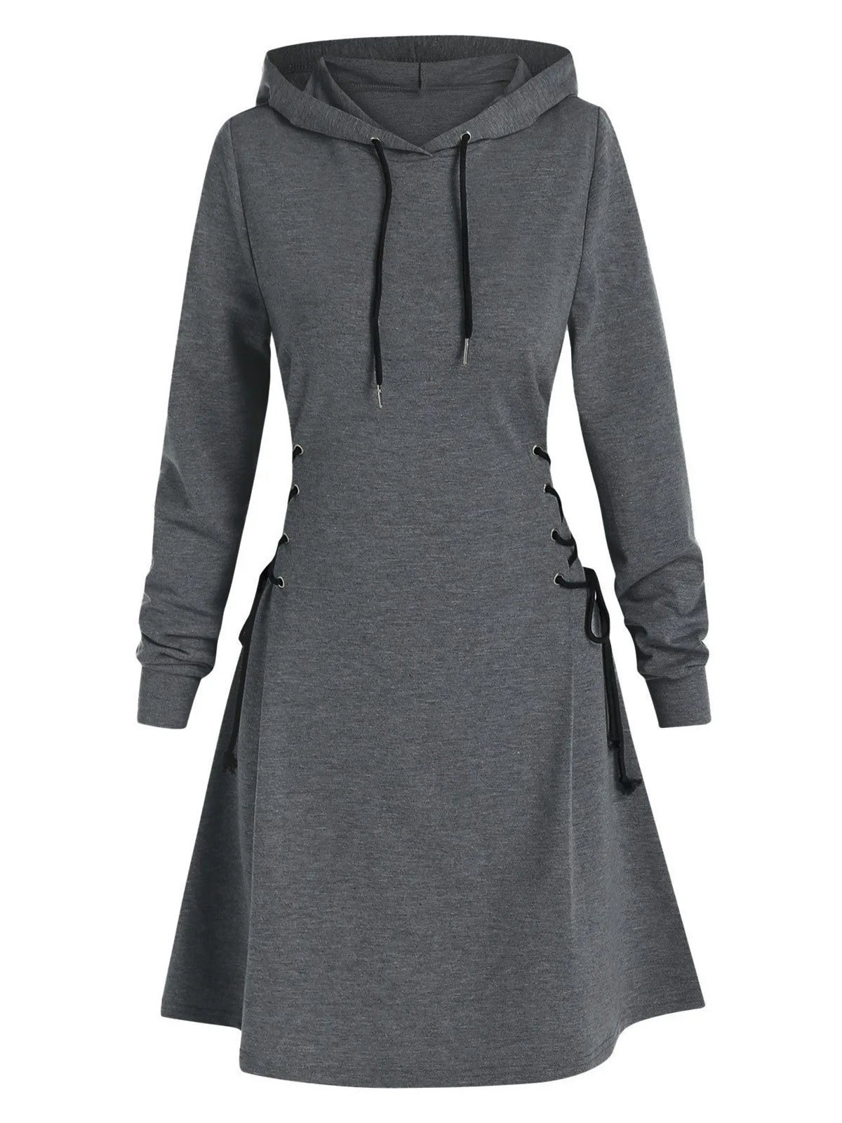 woman Women's Clothing Hoodies Sweatshirts Women's slim fit waist cinching strap drawstring long hooded sweatshirt Sweatshirts