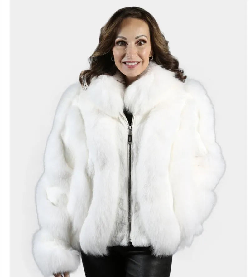 Women's Real Fox Fur Jacket, Warm and Fashionable in Winter