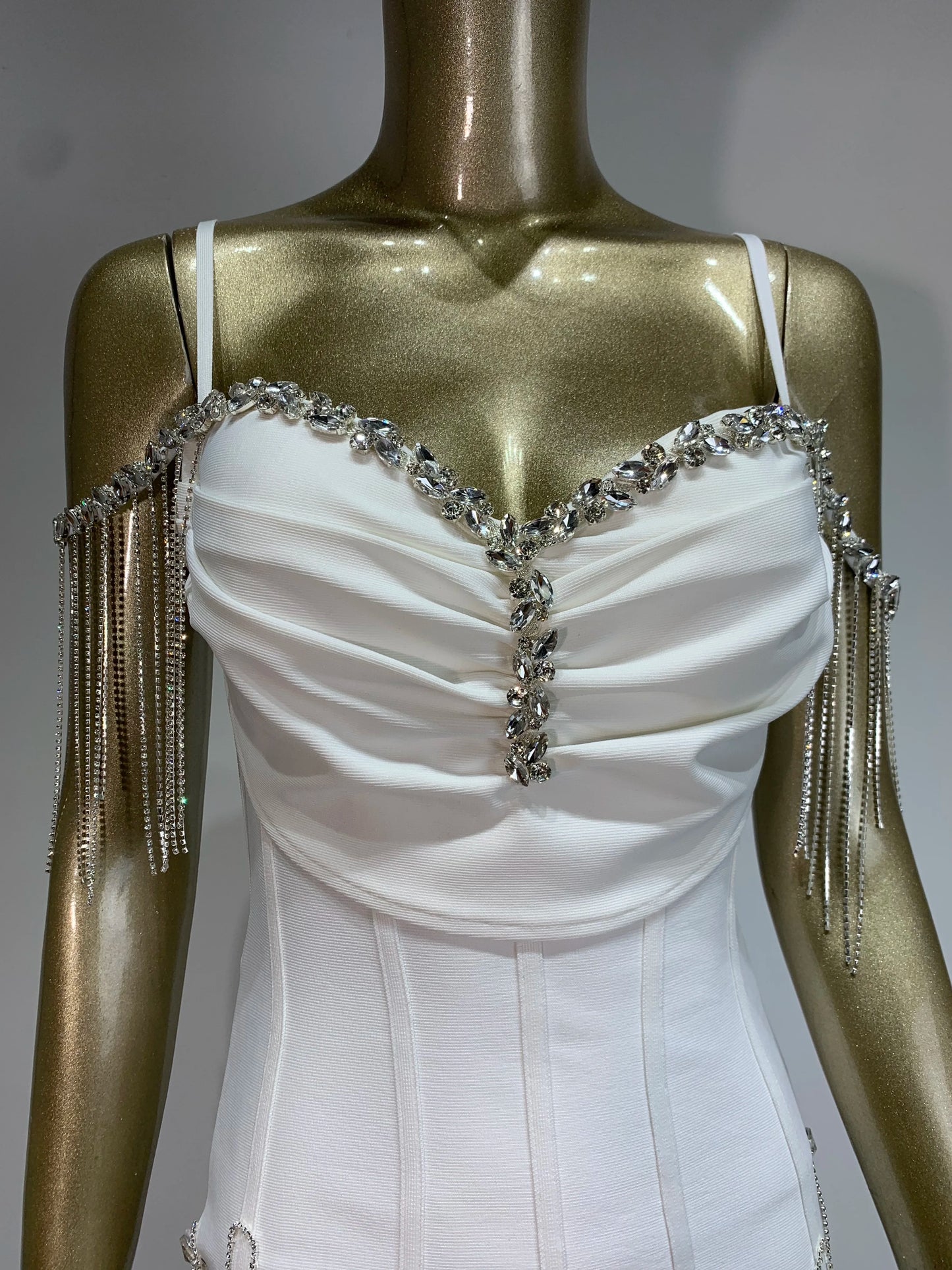 Women Celebrity Sexy Beading Crystal Black White Mini Bodycon Bandage Dress 2024 Knitted Elegant Evening Club Party Outfit