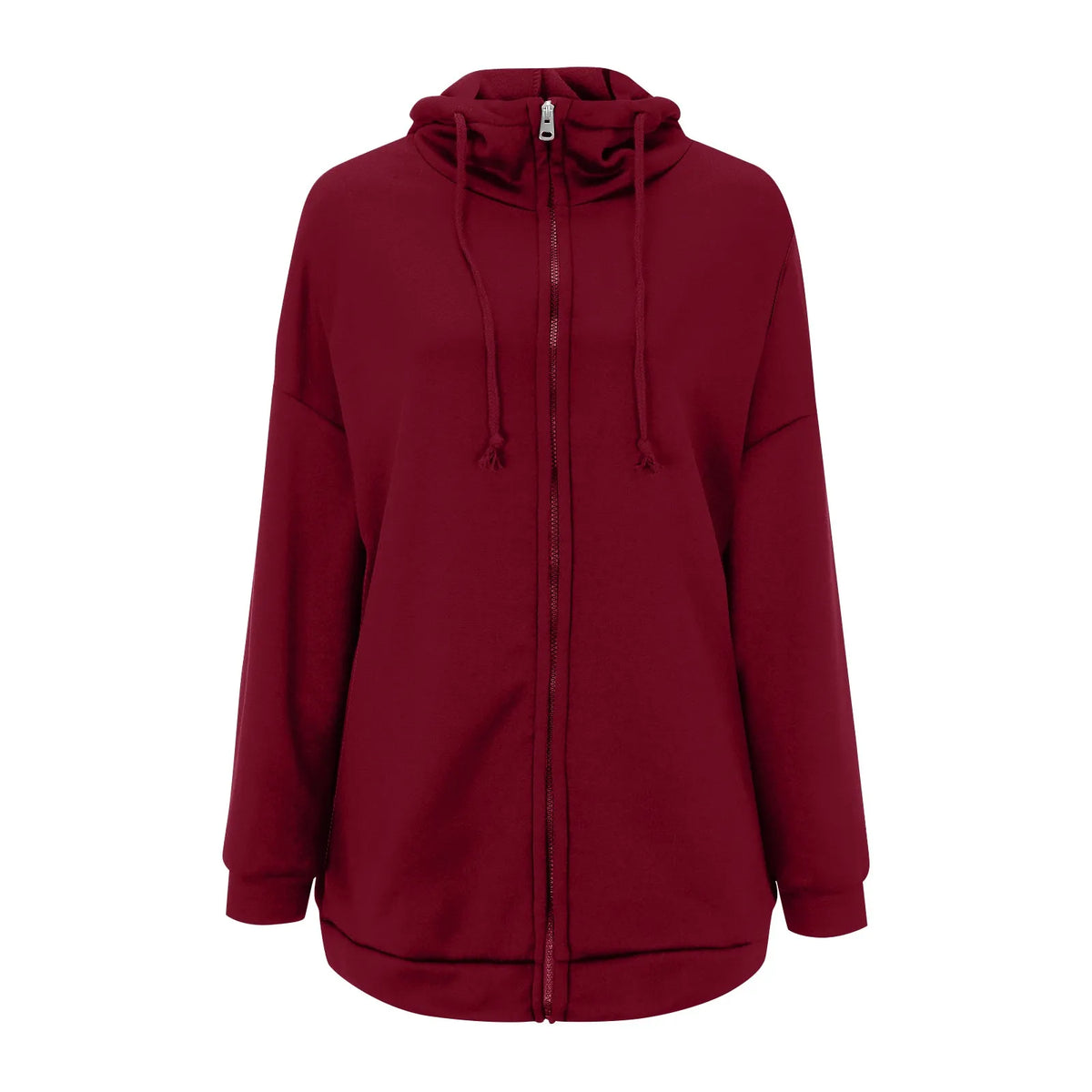 Plus Size Long Hoodies Tunic Fashion Long Sweatshirts Solid Color Fleece Knitted Zip Up Jackets With Pockets For Women