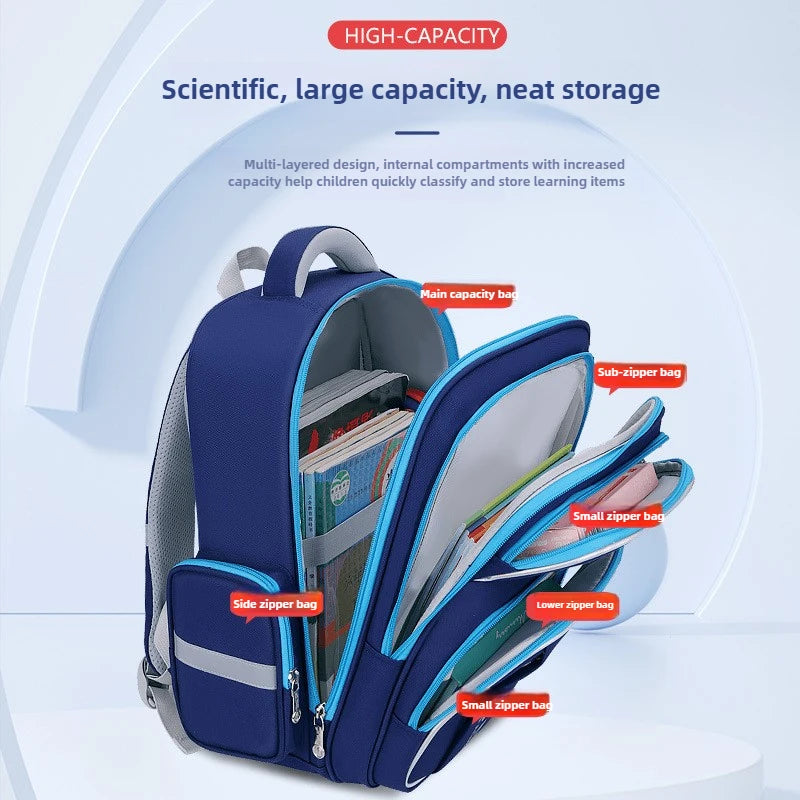 2025 New Design Large Capacity Ergonomic Teen School Backpack Waterproof Lightweight Spine Protection for Grades 1-3-6 Students