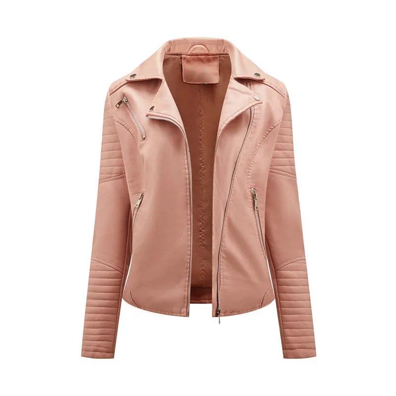 2026 New Fashion Women Faux Leather Jacket, Spring Autumn Zipper Casual Pu Coat, Female Biker Outerwear Ladies Clothes S-XXXL