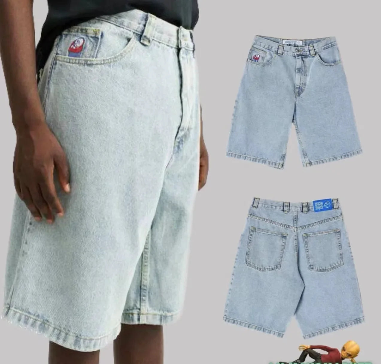 Y2K Baggy Jeans Embroidery Big boy Short for Men Streetwear Denim Leisure Short Mujer Hot Traf Men shorts jean Skate jeans men