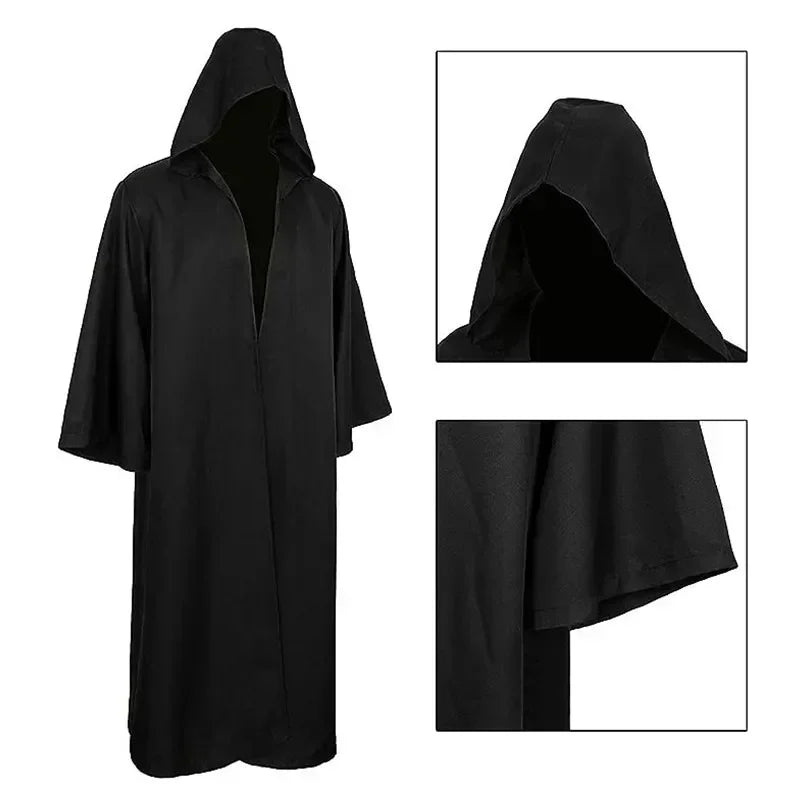 Costume Halloween Cosplay Skeleton Mask Hooded Robe Ghost Cloak Long Shirt For Escape Room Haunted House NPC