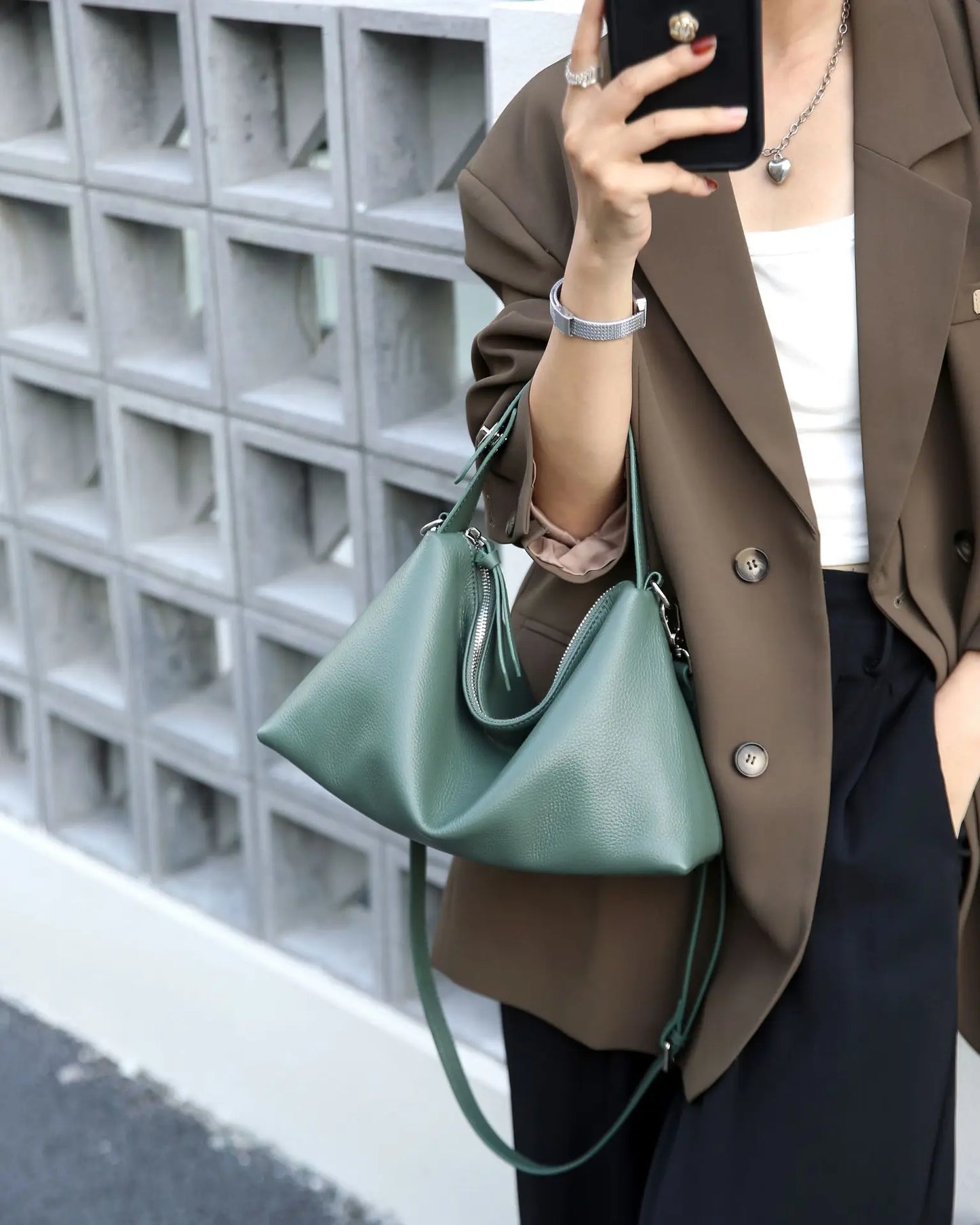 Vintage Messenger Bag Red Mom Bag Leather Bag Soft Leather Large Capacity Minimalist Crossbody Bag Women Female Luxury Bag