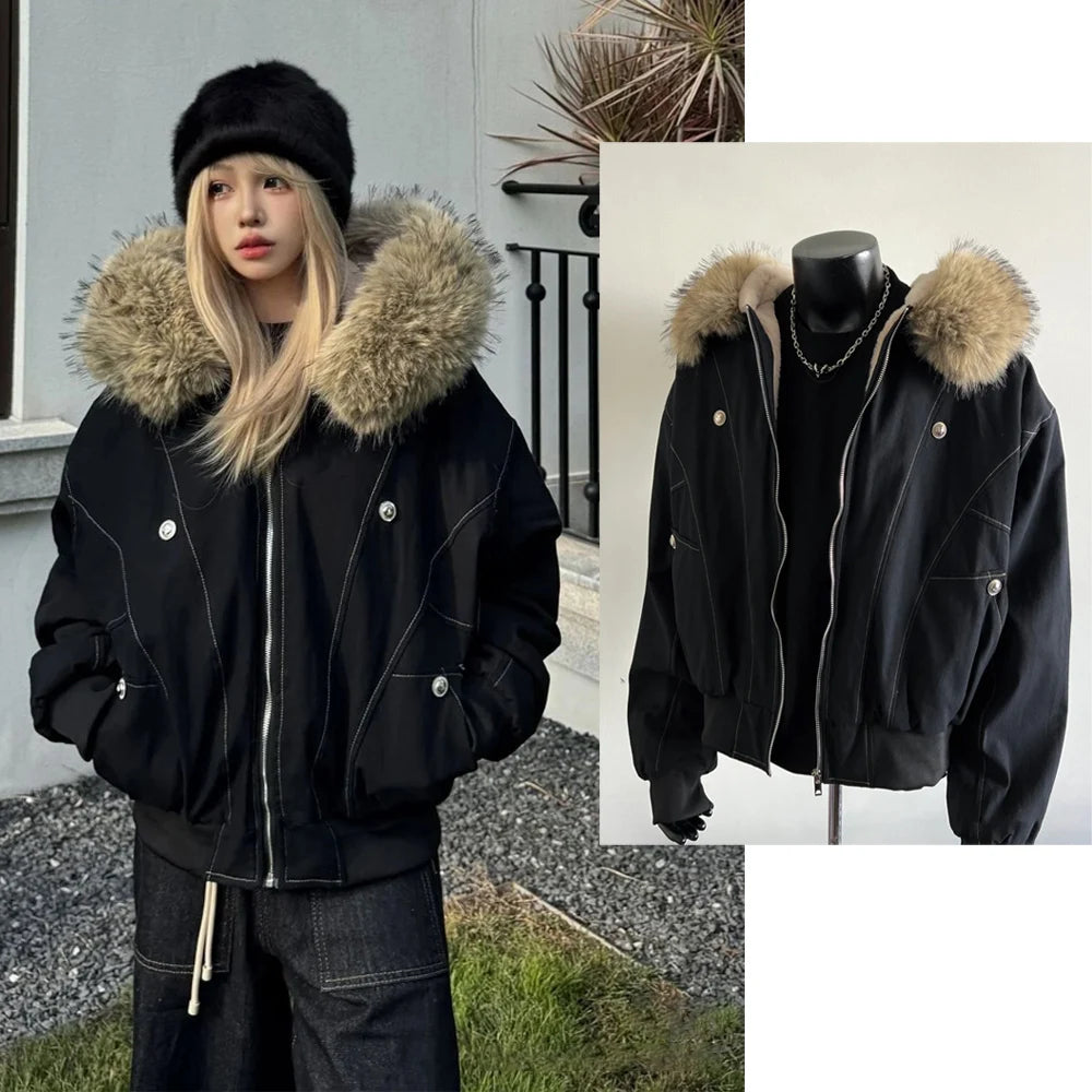 Womens American Vintage Punk Leather Jacket 2026 Autumn Long Sleeve Slim Black Gothic Outerwear Subculture Style Club Party Coat