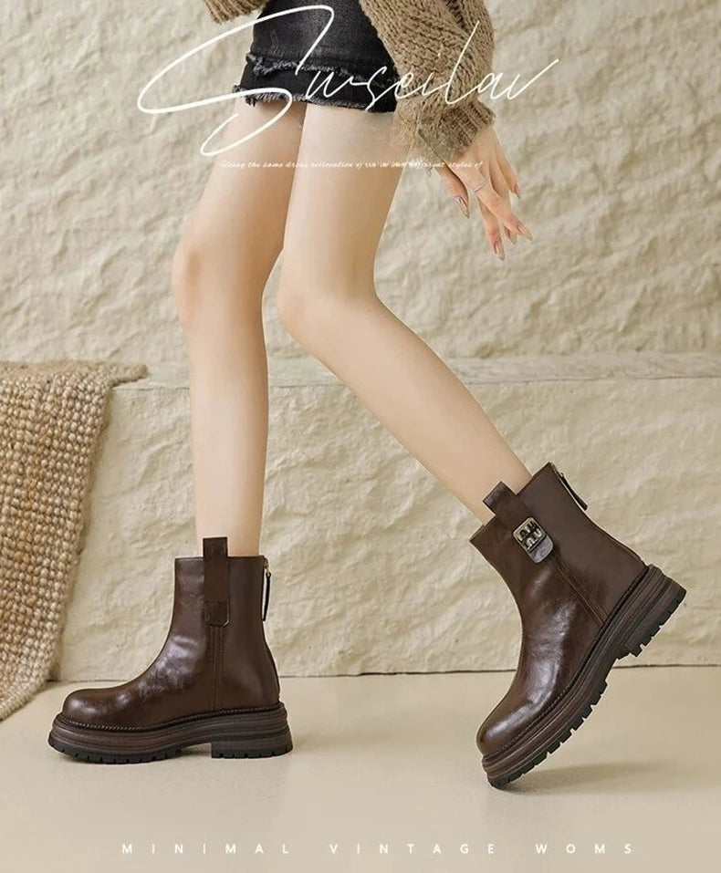 Women Winter Fleece Lined Snow Boots Non Slip Warm Short Boots for Cold Weather