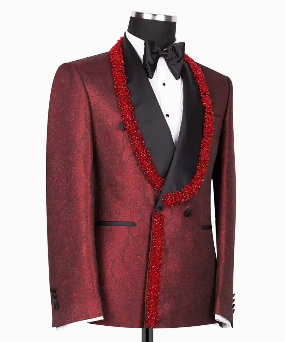 Appliques Wedding Men Suits Stylish Blazer Tailor-Made Groom 2-Pcs Coat Pant Singer Suits Formal Occasions Party Size Customized