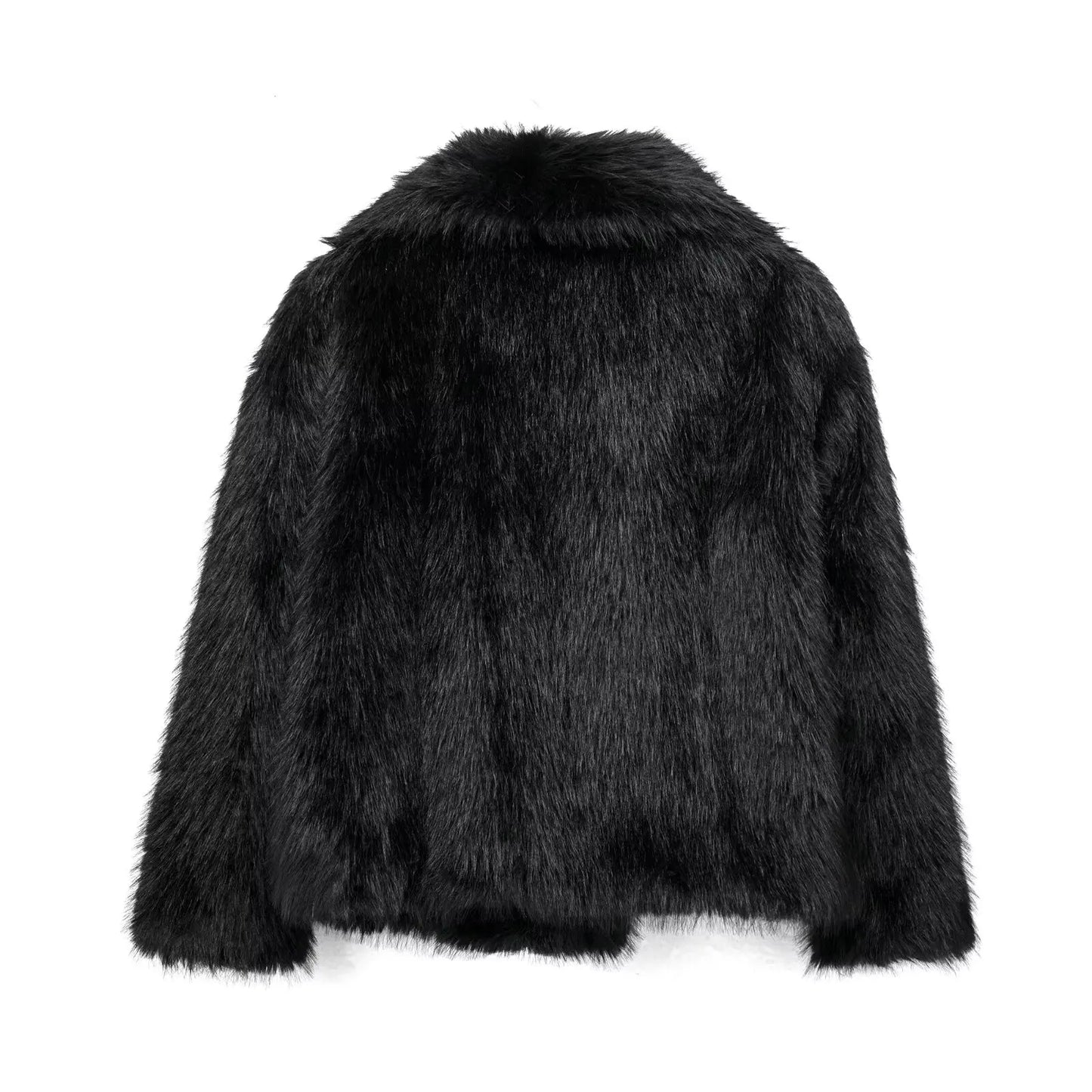 HH 2025 Winter Coats For Women New Artificial Fur Effect Loose Cropped Coat Female Versatile Streetwear Women's Cardigan