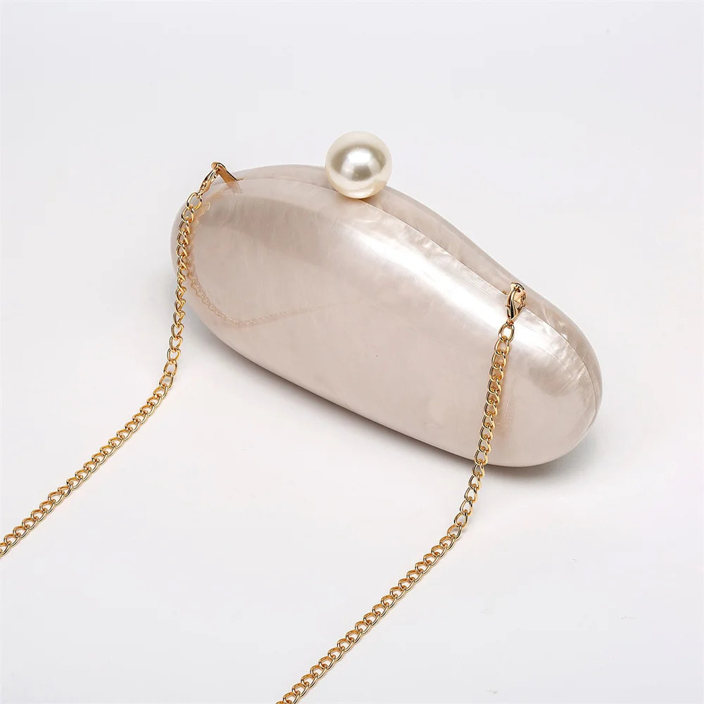 New Pearl Marble Red Green Brown Black Acrylic Box Clutches Evening Bags Women Luxury Designer Purses Bridal Wedding Party Bags