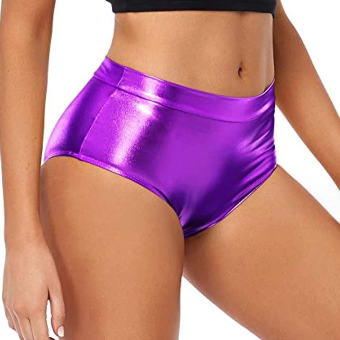 Women Metallic Booty Shorts Boxer Briefs Shiny Panties Hot Pants Clubwear Party Costume Music Festival Rave Pole Dancing Bottoms