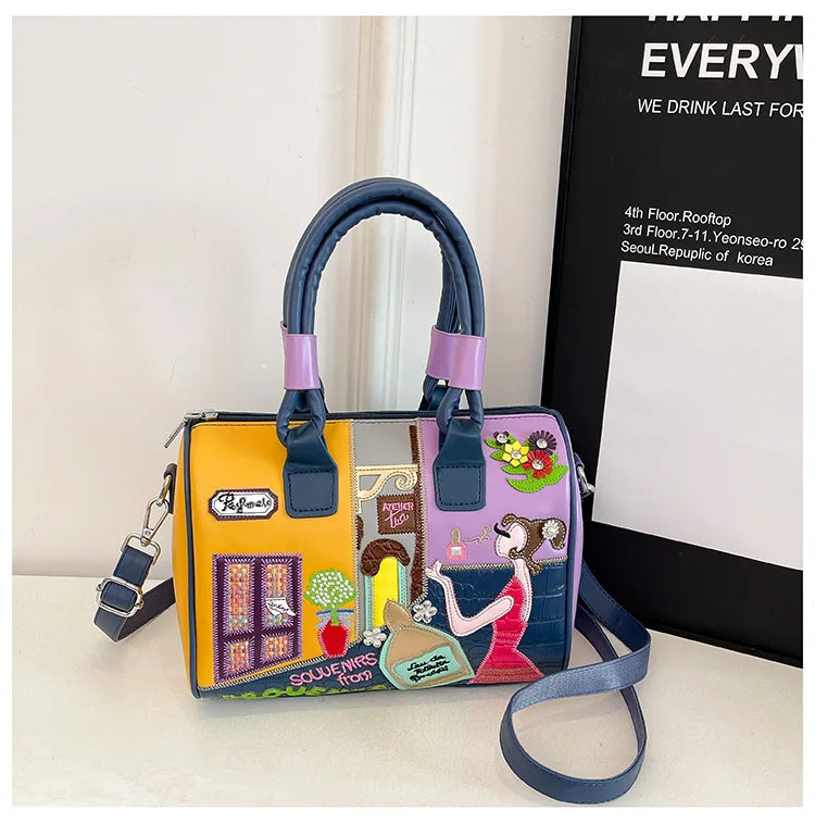 Design Patchwork Zipper 2026 Hot Sale Women's Bags Retro High Quality Women's Bags PU New Personality Stylish Shoulder Bags