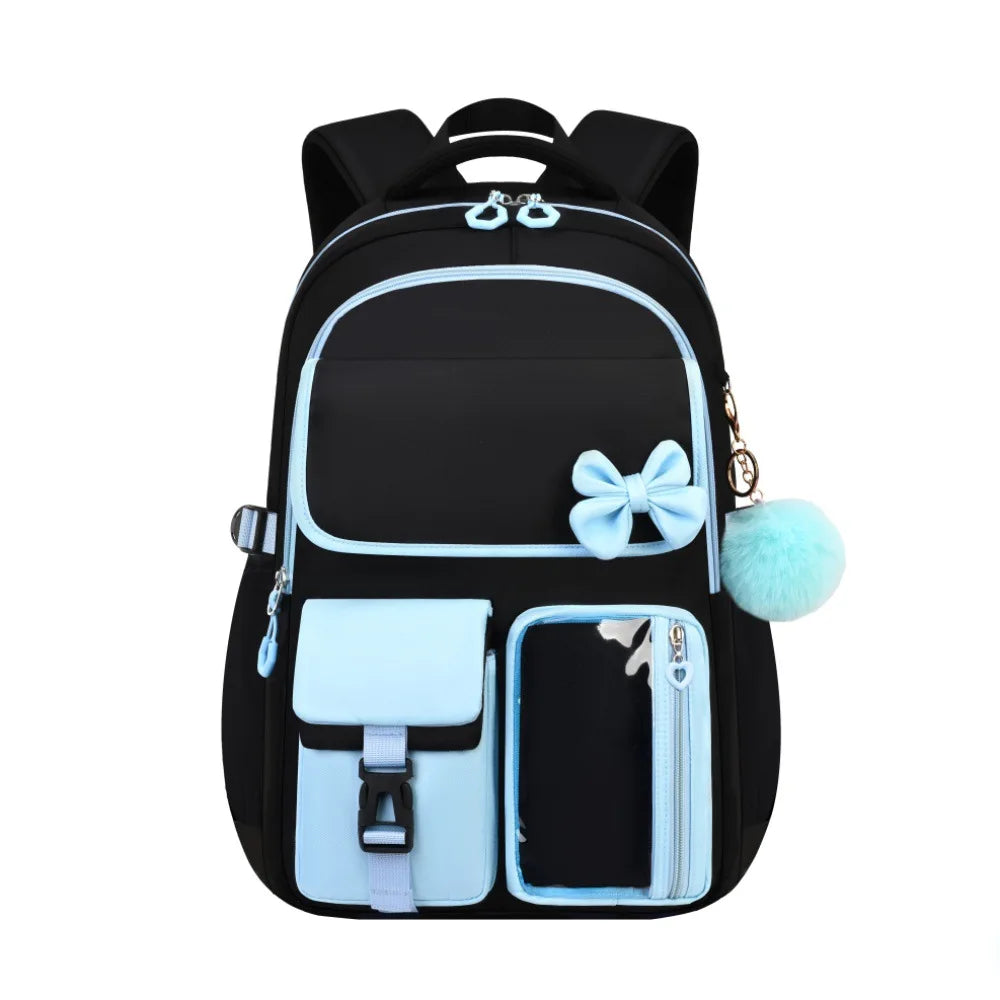 Three-piece Purple School Bag Set Casual with Pen Bag Students Schoolbag Durable with Lunch Bag Large Capacity bow Backpack book