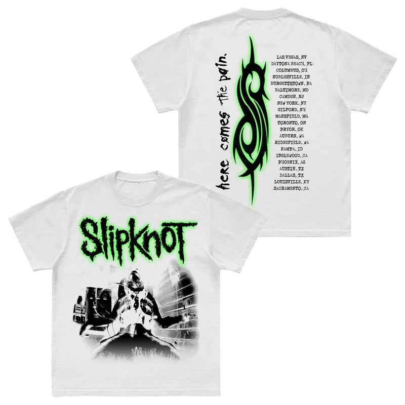 Photo SLIPKNOT Gothic Style Band T-Shirt 100% Cotton Graphic Tee Men Women Summer Streetwear Top