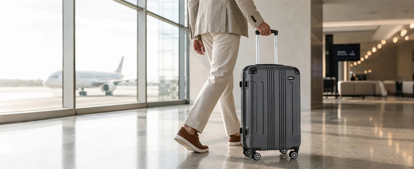 Kono Large Hard Shell Luggage 19/24/28 inch Lightweight ABS 4 Wheels Spinner Business Trip Trolley Case Suitcase