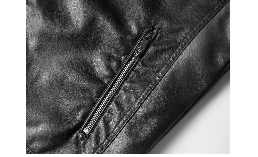 Autumn Winter Men's PU Leather Jackets Fashion Men Retro Zipper Biker Leather Coats Men Fleece Lined Warm Windbreaker Jacket 7XL
