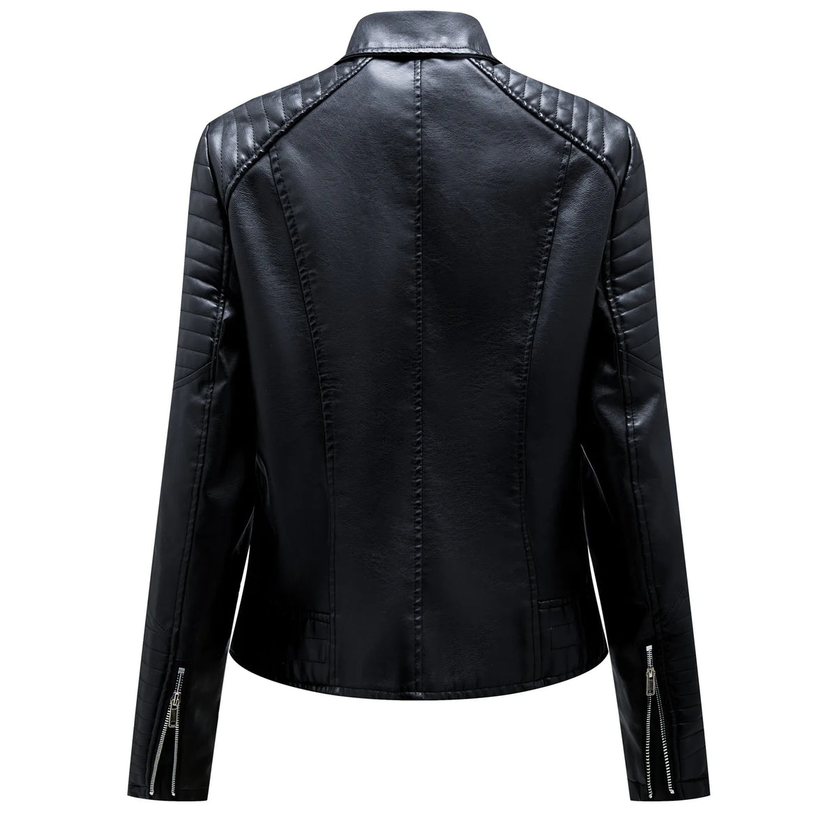 Spring and Autumn short women's leather jacket, Slim lapel biker suit, oblique zipper jacket women's coat