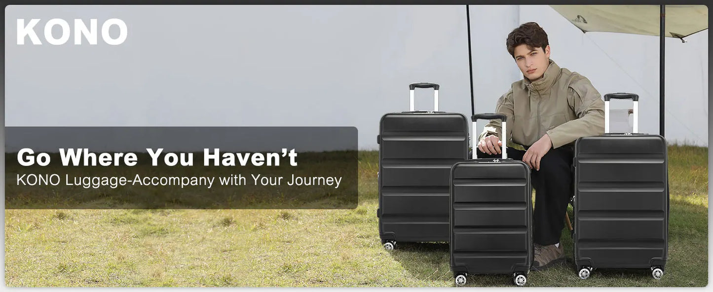 KONO hand luggage Suitcase-Lightweight hard case with TSA Lock & 4 spinner wheels, cabin-fit (55/65/75cm)