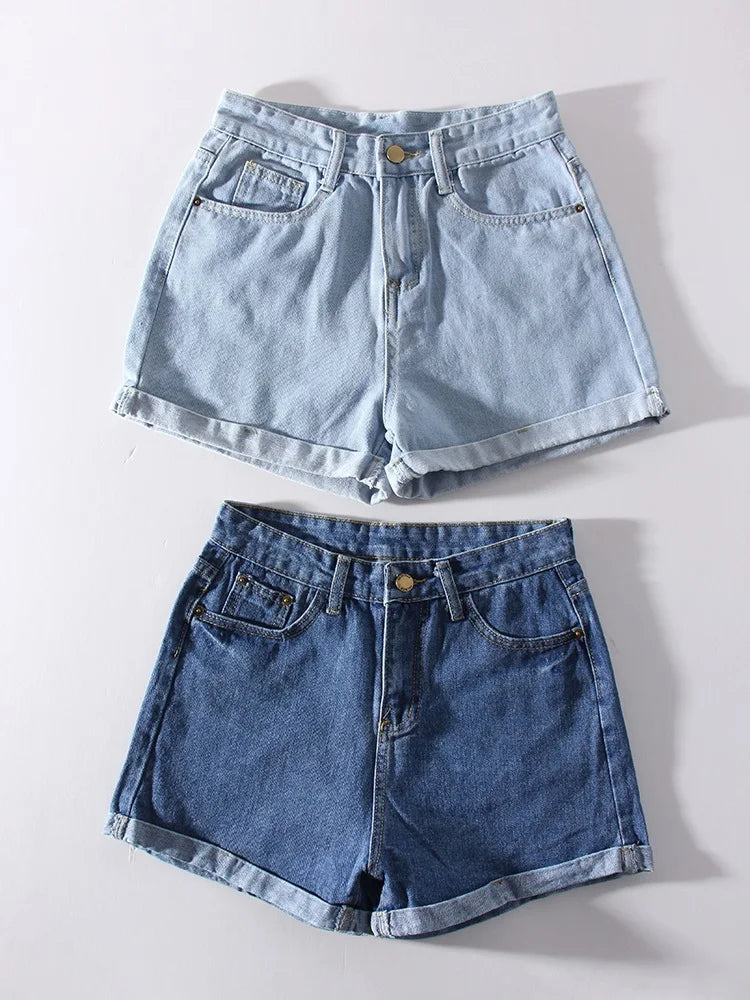 MiuKoMiYa Blue Jeans Shorts Women Summer 2025 Straight Denim Pants Ladies Short Jeans Feminino Women's Denim Shorts High Waisted