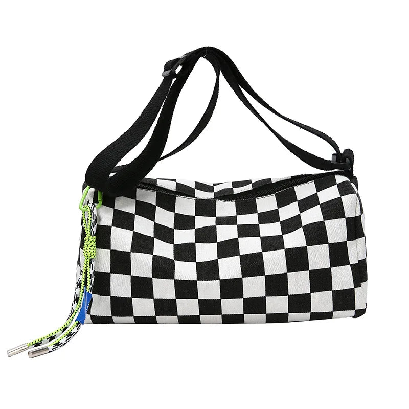 Plaid Shoulder Bag for Women Handbag CrossBorder Canvas Leisure  Fashion Bag Ladies Embroidered Han Female Pocket Purse